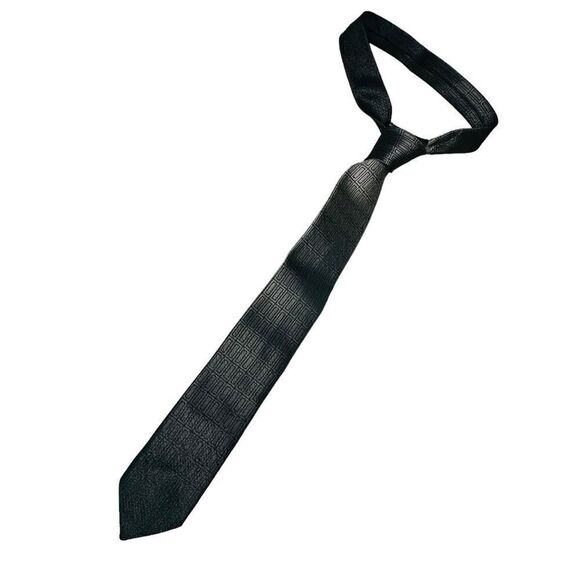 Vintage Laurentius Silver Grey and Black Ombré Geometric Pattern Silk Neck Tie - Picture 5 of 11